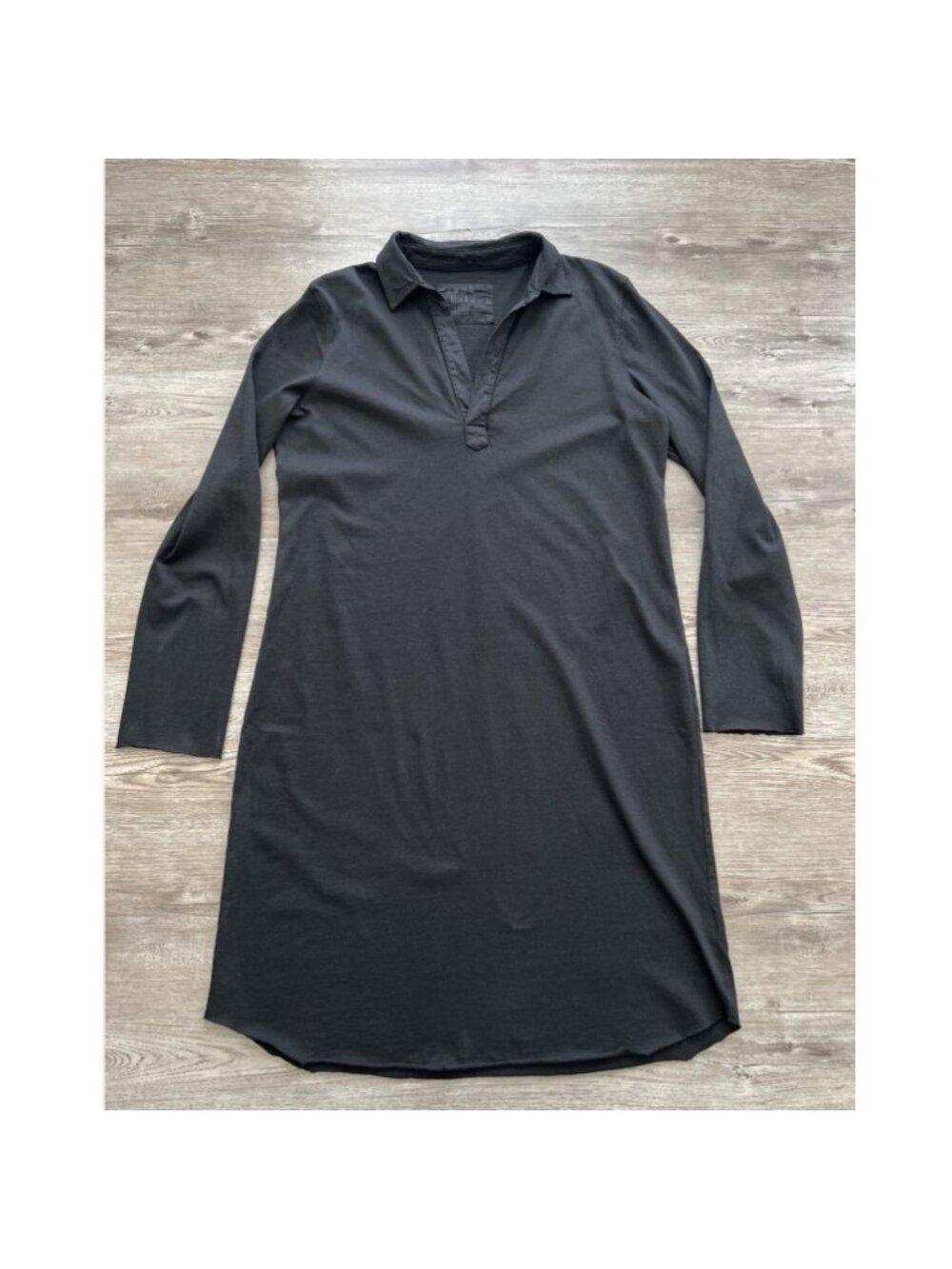 Frank and Eileen Long Sleeve Polo Dress Womens Large Black Quarter Sleeves